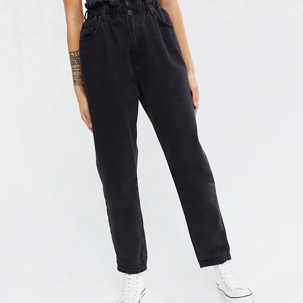 H&M Black High Waisted Paper Bag Jeans